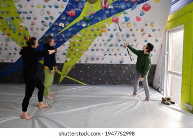 Teacher And Learner Visualizing The Climbing Route.