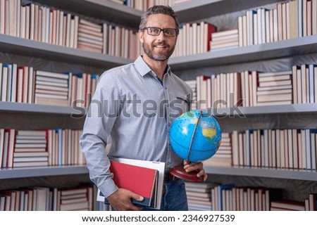 Teacher in school classroom. Teachers from university exam. Man on lesson in class. Teaching and learning. School education lesson. Geographical features. teachers knowledge and skills. teachers day