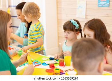 Teacher Teaches Group Children Modeling Clay Stock Photo (edit Now 