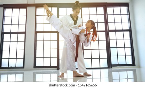 Teacher Teaching Taekwondo Girl, Korean Martial Art