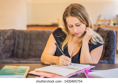 Teacher, Tutor For Homeschooling At The Table