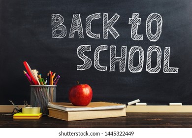 Back School Lettering Books Pencils Apple Stock Photo 295394507 ...