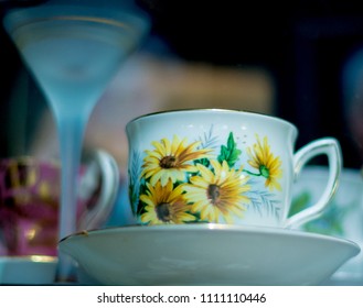 teacup with floral pattern