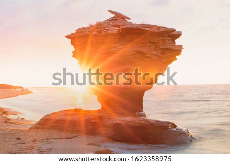 Teacup rock with sunstar, Prince Edward Island, Canada
