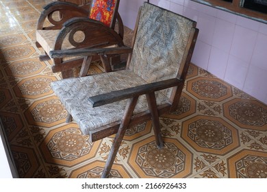 Teak Chair.  With Rattan Backrest