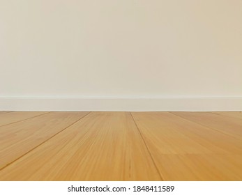 Teak floor and white wall. Concept for background and interior decoration. - Shutterstock ID 1848411589