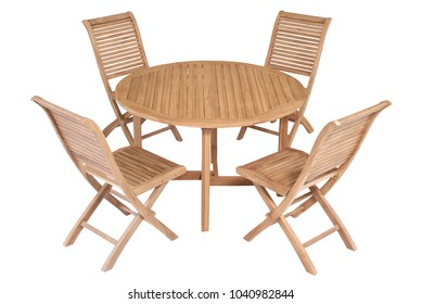 Teak Garden Furniture Chairs With Rounded Table Set For Dinning Table