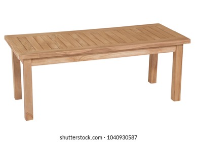 Teak Table Garden Furniture Isolated In White Background