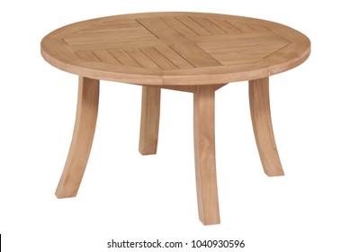 Teak Table Garden Furniture Isolated In White Background