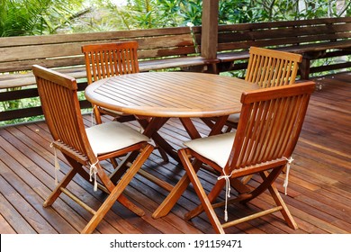 Teak Wood Furniture Stand On The Terrace