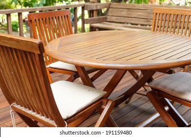 Teak Wood Furniture Stand On The Terrace