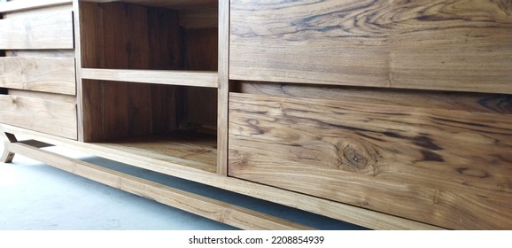 teak wood texture made into a cabinet - Shutterstock ID 2208854939