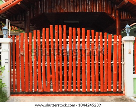 teakwood door fence color red,door Thailand home style.