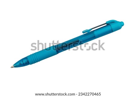 Teal business and gold ballpoint pen isolated over white 