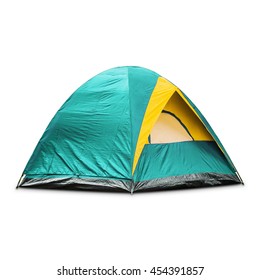 Teal Dome Tent, Isolated On White Background With Clipping Path