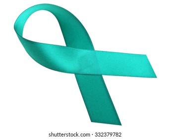 Teal Ribbon On A White Background