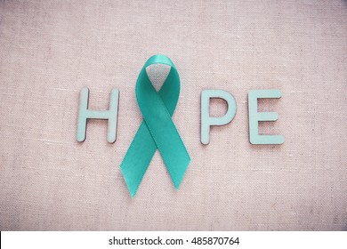 Teal Ribbons With HOPE Word, Ovarian Cancer, Cervical Cancer, Pcos Awareness