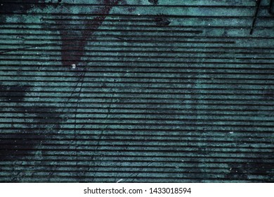 Teal Worn Grunge Corrugated Metal Shutter Background Texture