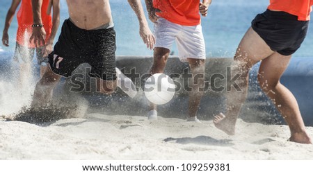 team beach soccer  playing