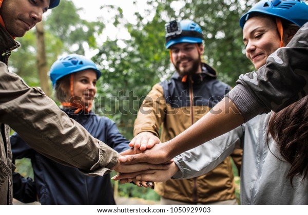 Team building outdoor in\
the forest