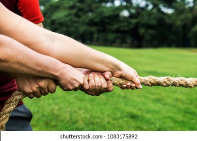 Team Competing In Tug Of War