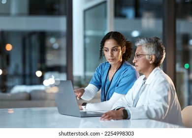 Team of doctors, health and women with laptop, work together and digital clinic schedule or agenda. Technology, medical innovation and healthcare collaboration, partnership and cardiovascular surgeon - Powered by Shutterstock
