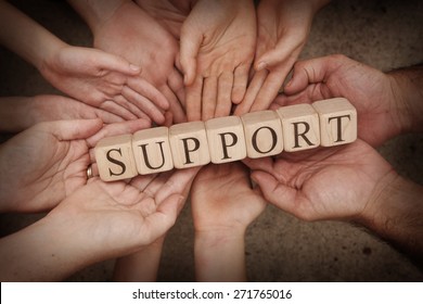 Team Holding Building Blocks Spelling out Support - Shutterstock ID 271765016