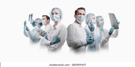team of medical heroes professionals on white background - Shutterstock ID 1893959197
