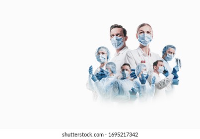 Team Of Medical Professionals On A White Background