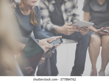 Team Meeting Technology Digital Device Holding Concept - Shutterstock ID 377884762