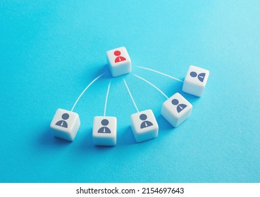 Team members follow the leader. Innovative communication and interaction as a team. Business management. Distribution of responsibilities and assignments. Exchange of information and experience. - Shutterstock ID 2154697643