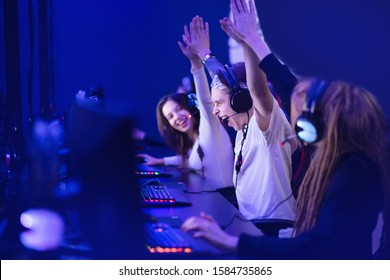 Team professional gamer playing winning tournaments online games computer. - Shutterstock ID 1584735865