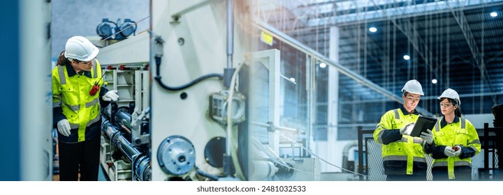 team of researchers and engineers work together in a modern laboratory.Scientists wearing safety gear. Their dedication ensures high standards in scientific and industrial processes. - Powered by Shutterstock