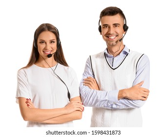 Team Of Technical Support Agents On White Background