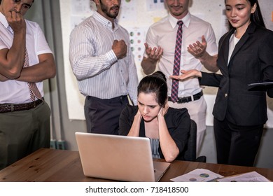 Team Of Unhappy Business People Sitting In Business Meeting./strain Meeting Flout Mock