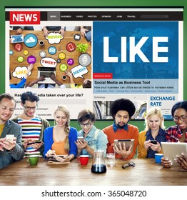 Team Using Technology Browsing News Feed Concept