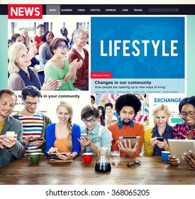 Team Using Technology Browsing News Feed Concept