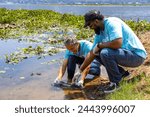 Team of volunteer scientist is catching native breeder keystone fish to get sample and medication for statistic contamination in global warming and climate change for nature and wildlife conservation