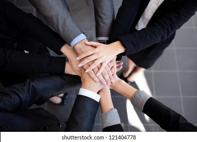 Team Work Concept. Business People Joining Hands.