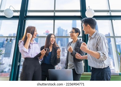 Team of young Asian entrepreneurs and startup have business meeting and encouraging each other for good energy to accomplish successful marketing plan concept - Shutterstock ID 2236904771