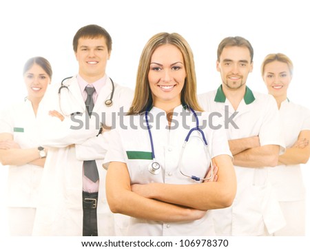 Team of young and smart medical workers