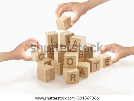 Teamwork & collaboration concept on isolated background.