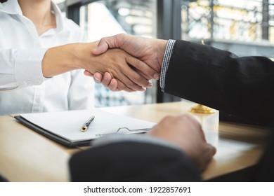 Teamwork Colleagues Business People Handshake After Meeting.
