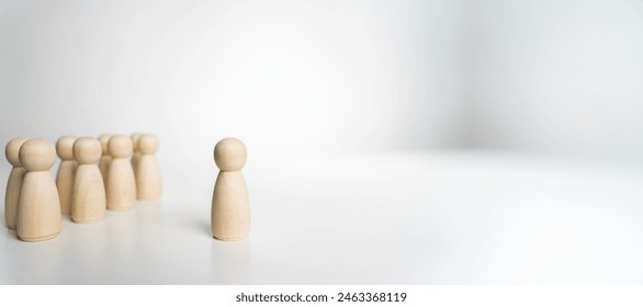 Teamwork concept, wooden dolls and wooden blocks show leadership. Work together for goals for the future. - Powered by Shutterstock