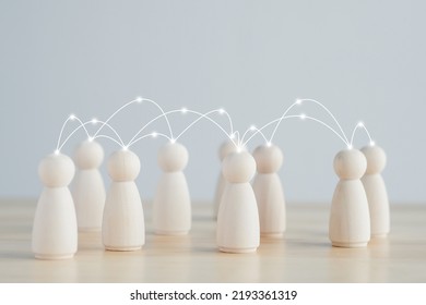 Teamwork, Connection, Building a strong team, Human resources. Business people icons connecting to each other. Distance working connected in network people, employees, outsource staff. Diverse team.