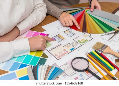 Teamwork Creative Designers Working Colour Palette Stock Photo ...