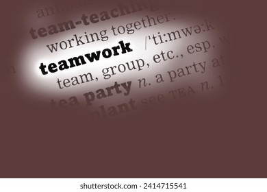 Teamwork Dictionary Definition closeup black and white - Powered by Shutterstock