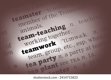 Teamwork Dictionary Definition closeup black and white - Powered by Shutterstock