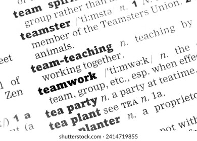 Teamwork Dictionary Definition closeup black and white - Powered by Shutterstock