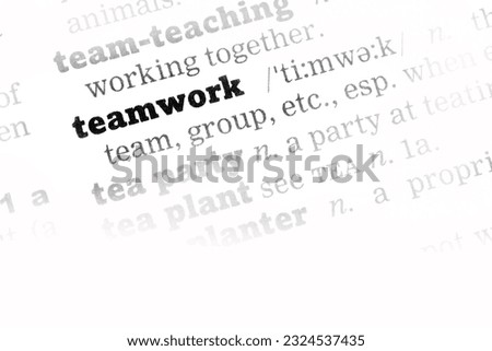 Teamwork Dictionary Definition closeup black and white